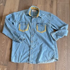 Vintage Guess by Marciano denim shirt corduroy accent on pockets size 2